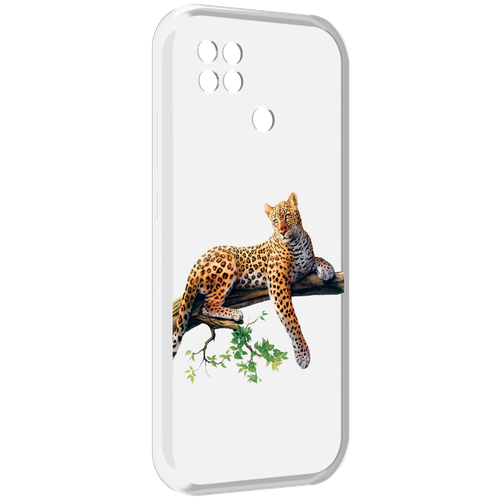 Чехол MyPads леопард-на-дереве детский для Poco C40 задняя-панель-накладка-бампер