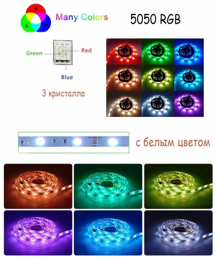 Комплект Lamper светодиодной ленты 5 м с блоком питания и RGB контроллером IP65, свечение RGB - фото №11