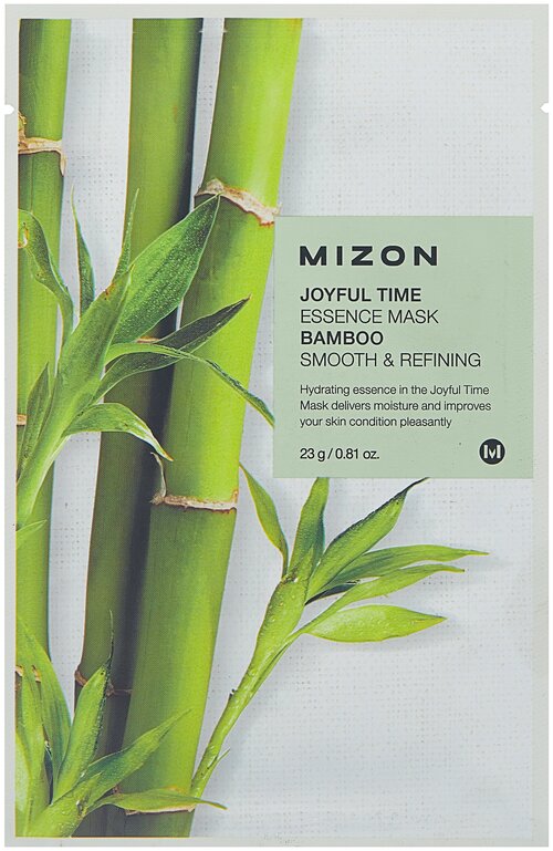 Mizon Joyful Time Essence Mask Bamboo тканевая маска с экстрактом стебля бамбука, 23 г, 23 мл