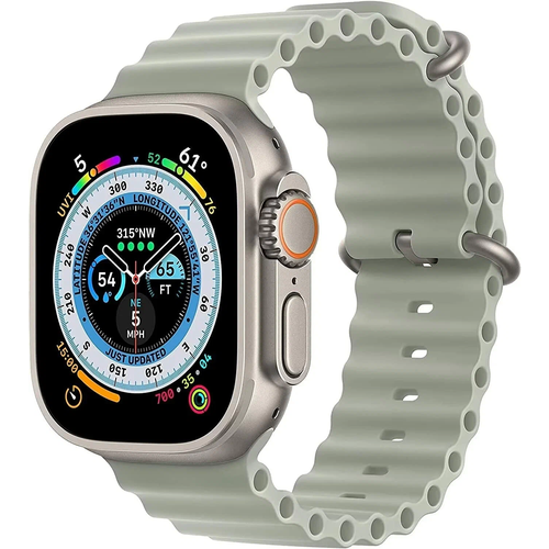 Ремешок Рифленый для Apple Watch ULTRA 49mm, Series 1-8, SE, 42/44/45/49mm, Серый