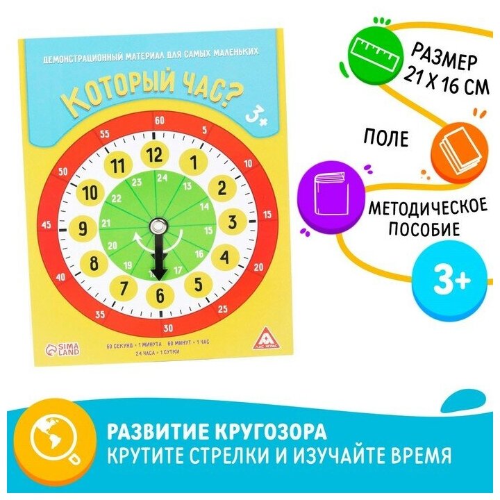 Демонстрационный материал «Который час?», для самых маленьких