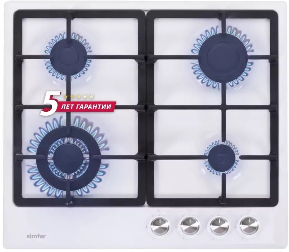 Газовая варочная поверхность Simfer H60V41W516 (газ-контроль, WOK конфорка) - фото №3