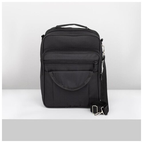 фото Сумка муж а57, 24*31*18, 2 отд на молниях, 3 н/кармана, длинн ремень,черный 4468356 sacvoyage