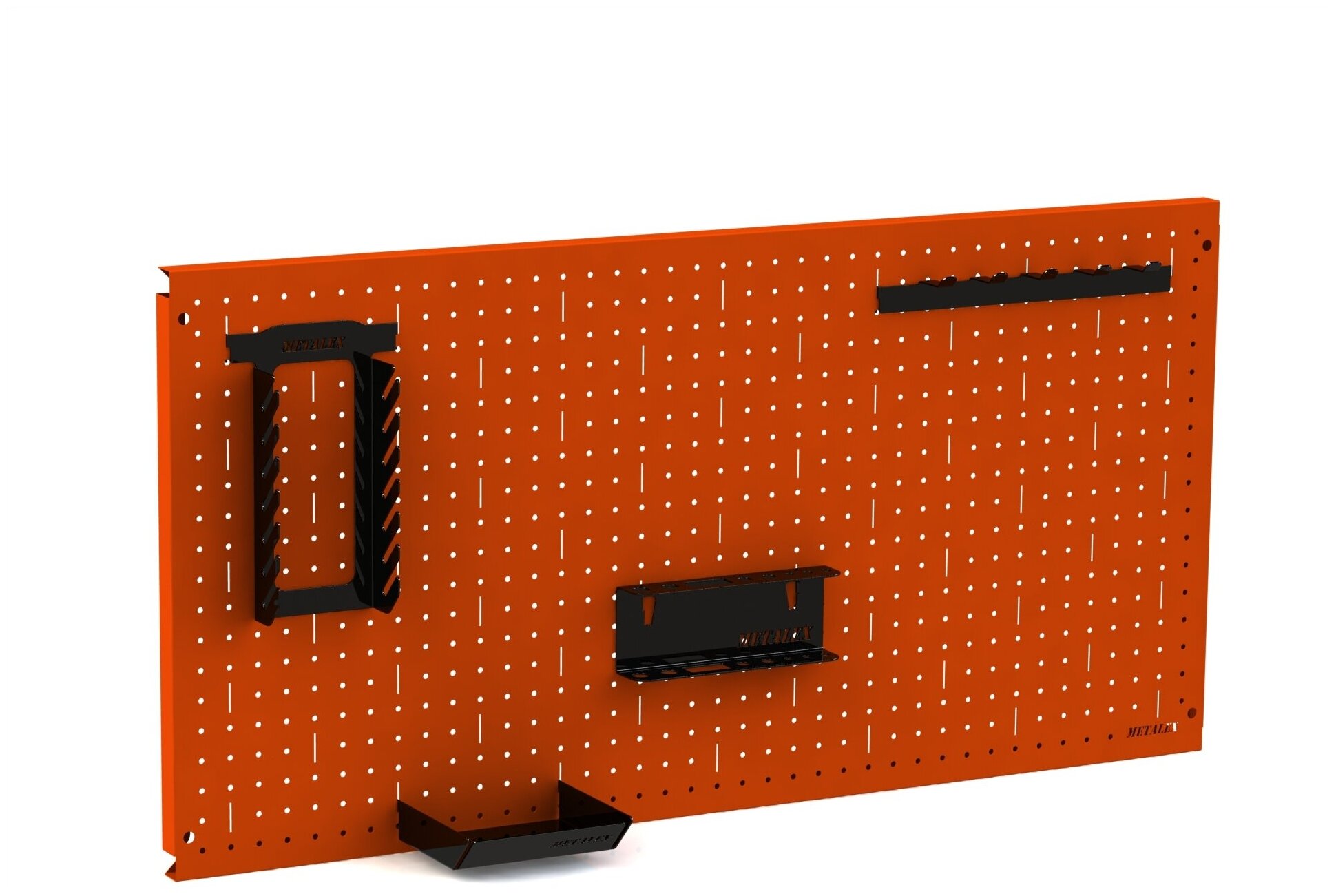 Металлическая перфопанель Metalex 400х600 оранжевая (с комплектом аксессуаров)