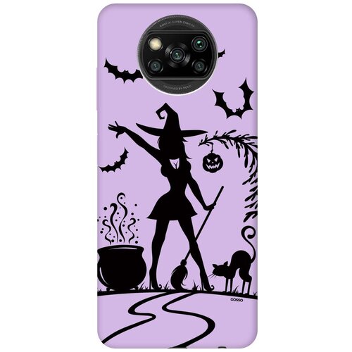 фото Силиконовая чехол-накладка silky touch для xiaomi poco x3 / x3 pro с принтом "witch and boiler" сиреневая gosso