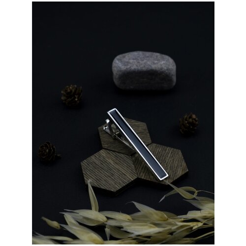 фото Зажим для галстука 2beman, нержавеющая сталь, серебряный, черный