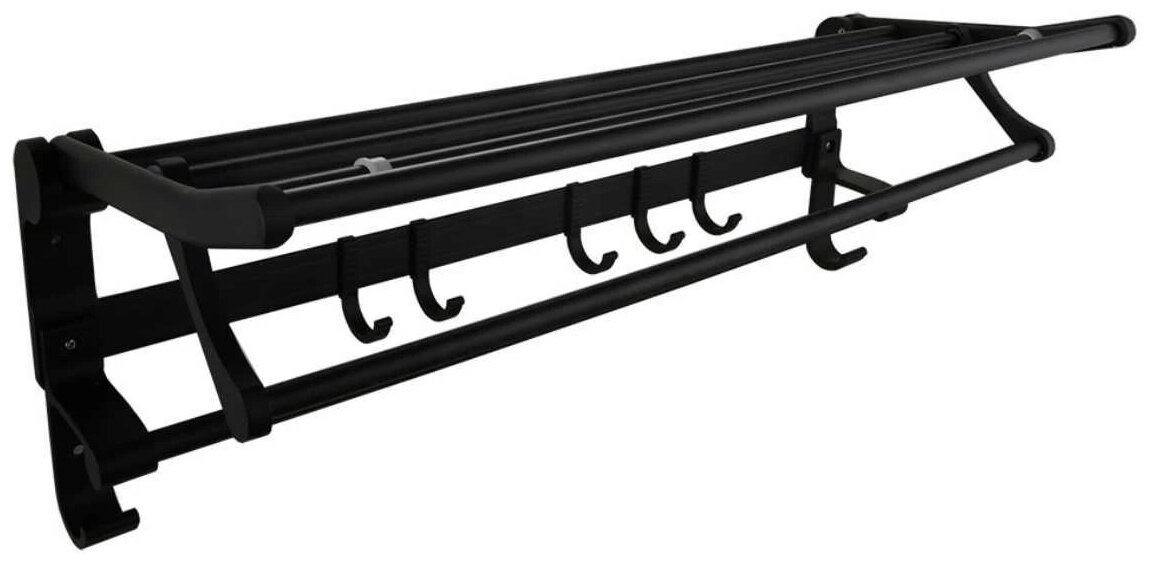 фото Полка для ванной с крючками, черная FASHUN A7801-7