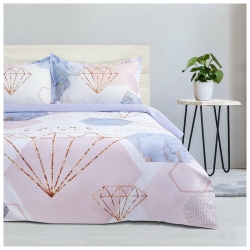 фото Постельное белье 2-спальное этель shine bright, поплин, 2 наволочки 50 х 70 см, белый/голубой/розовый