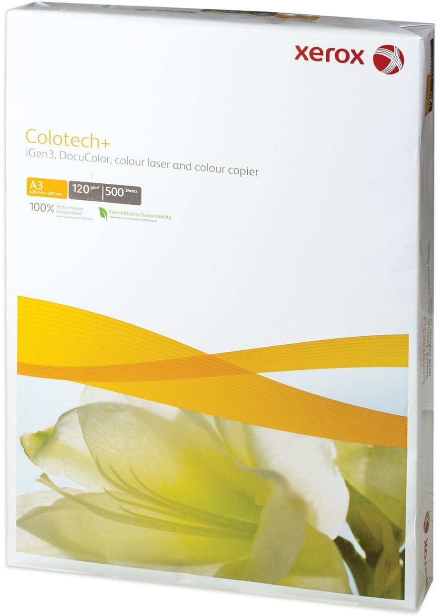 Бумага XEROX COLOTECH PLUS большой формат (297х420 мм), А3, 120 г/м2, 500 л, для полноцветной лазерной печати, А++, 170% (CIE), 003R98848 В комплекте: 1шт.