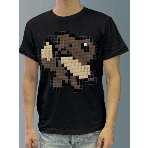 фото Футболка мужская черная из хлопка с dtf рисунком пиксель арт - 3734 будь на стиле