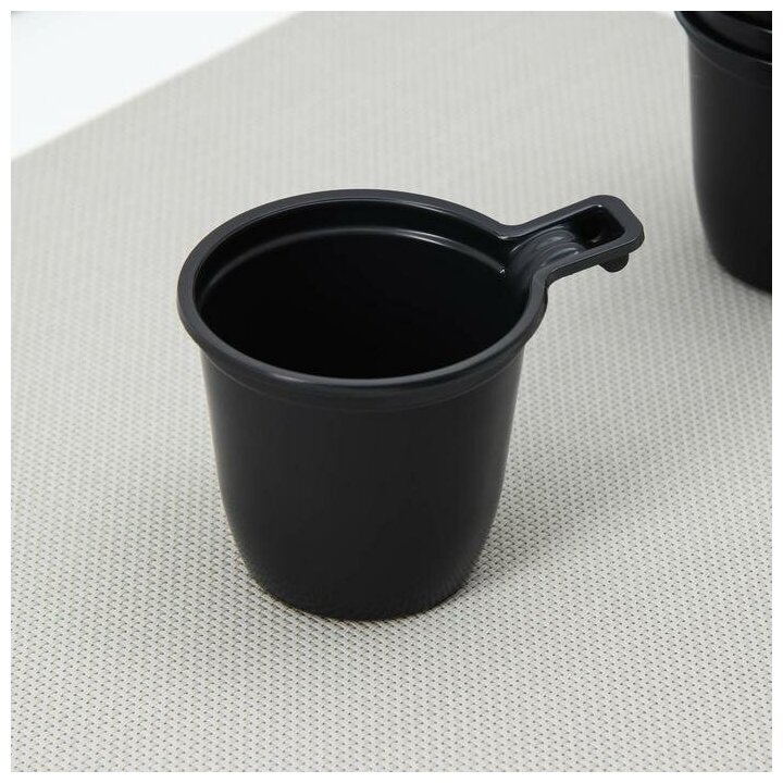 Набор одноразовых кофейных чашек, 200 мл, 6 шт, цвет чёрный - фотография № 2