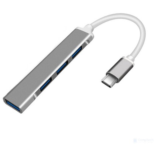 ORIENT CU-323, Type-C USB 3.0 (USB 3.1 Gen1)/USB 2.0 HUB 4 порта: 1xUSB3.0 + 3xUSB2.0, USB штекер тип С, алюминиевый корпус, серебристый (31235)