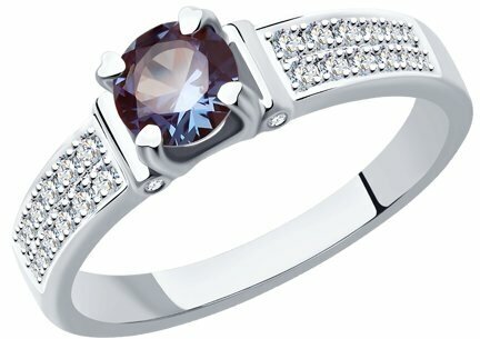 Кольцо Diamant online, белое золото, 585 проба, александрит, бриллиант, размер 19