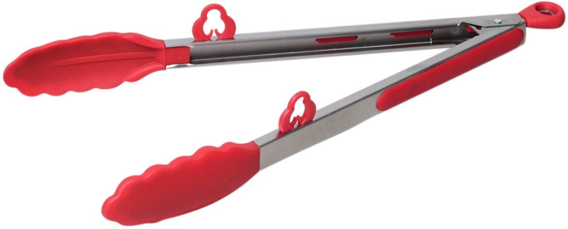 Щипцы силиконовые 35,5 см Kamille КМ-7513 с ручками из нержавеющей стали (7513 / красный)