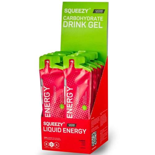 Гель питьевой SQUEEZY SUPER DRINK GEL 60mg caffeine 12 x 60 мл, Лимон+Кофеин