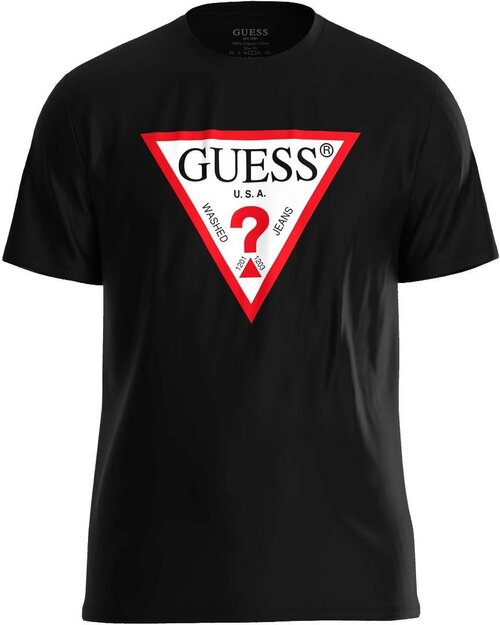 Футболка GUESS, размер 48/M, черный, белый