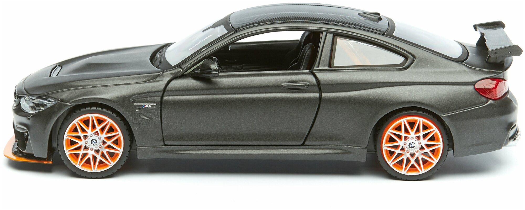 Машинка Maisto 1:24 BMW M4 GTS, черная с оранжевыми дисками - фото №5