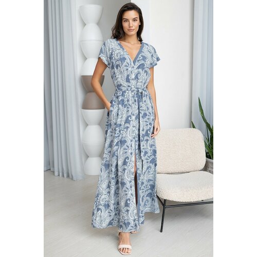 фото Платье mia-amore удлиненное, короткий рукав, размер 3xl, синий