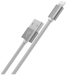 Cable / Кабель USB HOCO X2 knitted для Lightning, 2.4 A, длина 1.0 м, серый