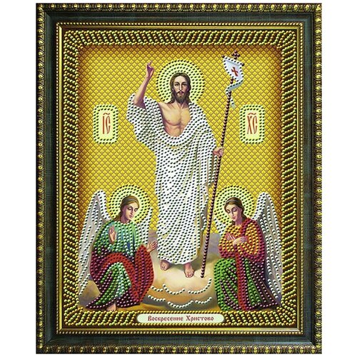 Алмазная мозаика на холсте с подрамником (картина стразами) 20х30 Икона Воскресение Христово