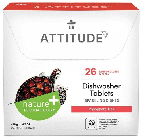 Таблетки для посудомоечной машины ATTITUDE Все в одном, 26 шт., 0.01 л, коробка