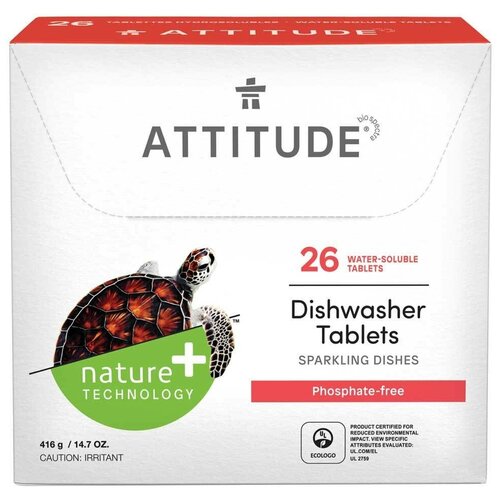 Таблетки для посудомоечной машины ATTITUDE Все в одном, 26 шт., 0.01 л, коробка