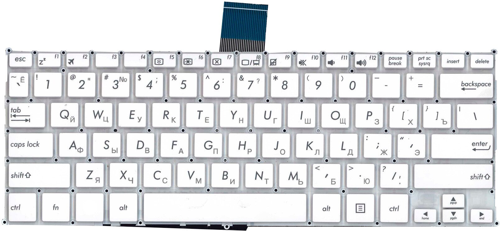 Клавиатура для ноутбука Asus F200CA F200LA X200 белая без рамки плоский Enter