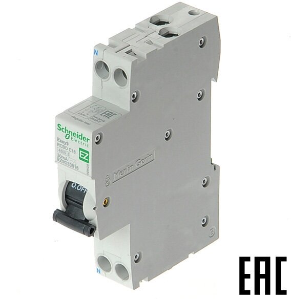 SE EASY 9 Дифференциальный автоматический выключатель 1П+Н 16А 30мА C AC 18мм, Schneider Electric, арт. EZ9D33616