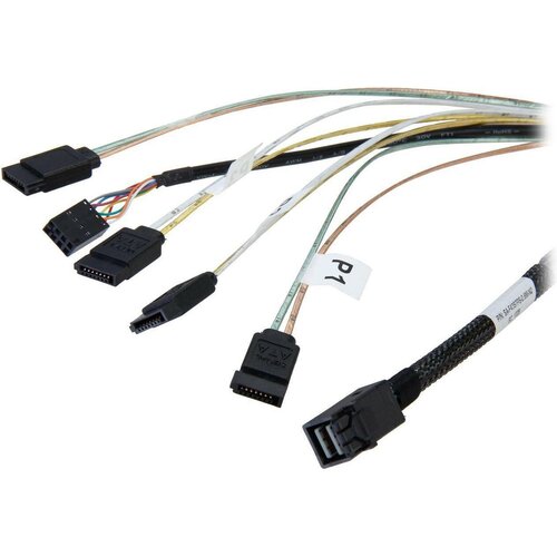 Cable SFF-8643 - 4*SATA (MiniSAS HD -to- 4*SATA), 1m (analog LSI00411, 2279800-R) кабель supermicro cbl sast 0957 minisas hd sff 8643 to u 2 pcie sff 8639 with power cable 55cm