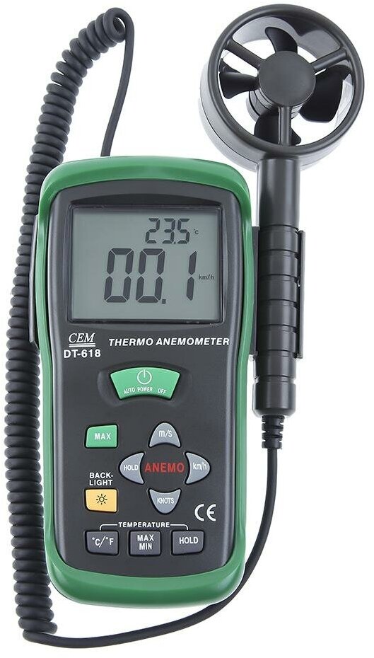 Портативный анемометр с функцией термометра СЕМ DT-618