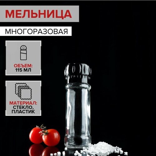 Мельница для специй пластиковый механизм 115 мл 45-80 гр цвет чёрный 584₽