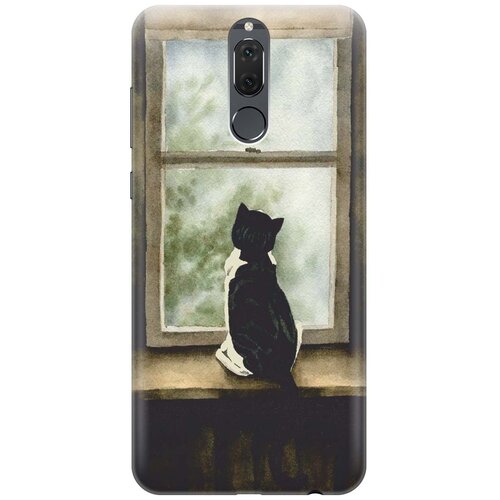 фото Re:paчехол - накладка artcolor для huawei nova 2i с принтом "кот у окна"