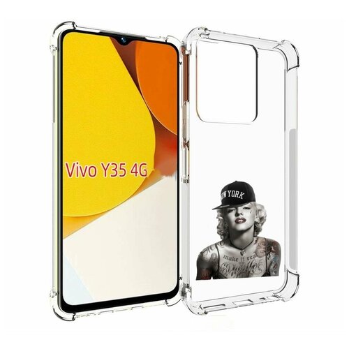 Чехол MyPads Мерлин Монро с тату женский для Vivo Y35 4G 2022 / Vivo Y22 задняя-панель-накладка-бампер