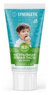 Synergetic Зубная паста детская Ванильный пломбир от 3 до 6 лет 50 г