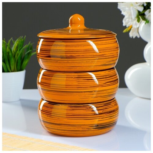 фото Набор для холодца "русский" осенний вальс, 3х0,9л 4016772 борисовская керамика