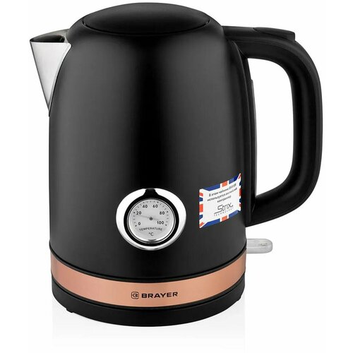 Чайник с термометром BRAYER BR1005BK 17 л 2200 Вт закрытый нагревательный элемент сталь черный 1 шт 815600₽