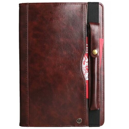 фото Чехол-обложка mypads для samsung galaxy tab s6 10.5 sm-t860 / t865 с визитницей и крепежом для стилуса из качественной импортной кожи коричневый