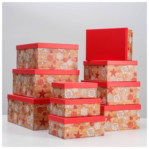 фото Набор коробок 10в1 прямоугольный 37,5*29*16 - 19*13*7,5 см 4449257 сима-ленд