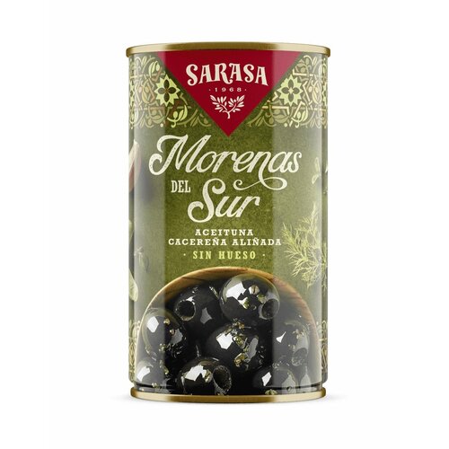 Оливки черные без косточки Sarasa Моренас дель Сюр 0,37 литра жестяная банка