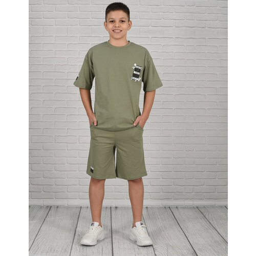 Комплект одежды LIDЭКО, размер 80/158, серый, зеленый сорочка lidэко размер 80 158 зеленый
