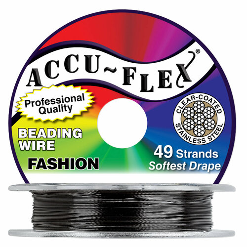 фото Тросик ювелирный accu-flex 49 струн, 0.61мм (0.024in), черный, катушка 9.1 метра стильная штучка