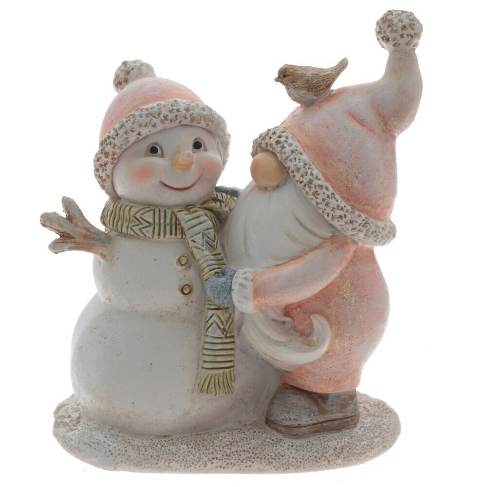 Фигурка декоративная "Гном и снеговик", L=10 W=6 H=12 см
