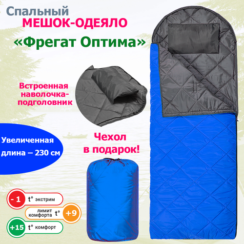 Спальный мешок Фрегат 150 с ультразвуковой стежкой ширина 75 см синий до -1C 230 см ширина 75 2050₽