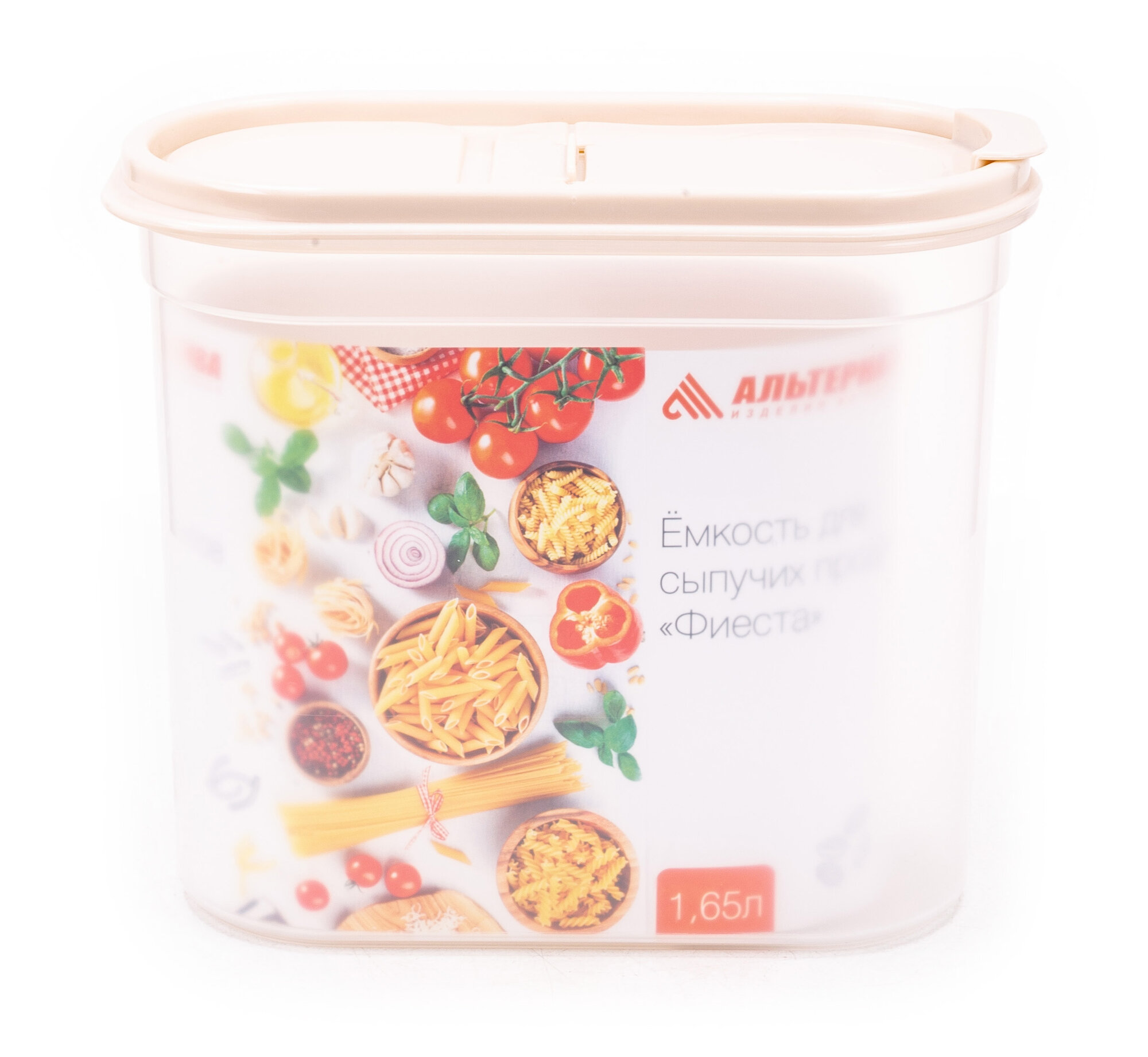 Банка для сыпучих продуктов Альтернатива Фиеста с клапаном пластиковая 1.65л / контейнер для хранения