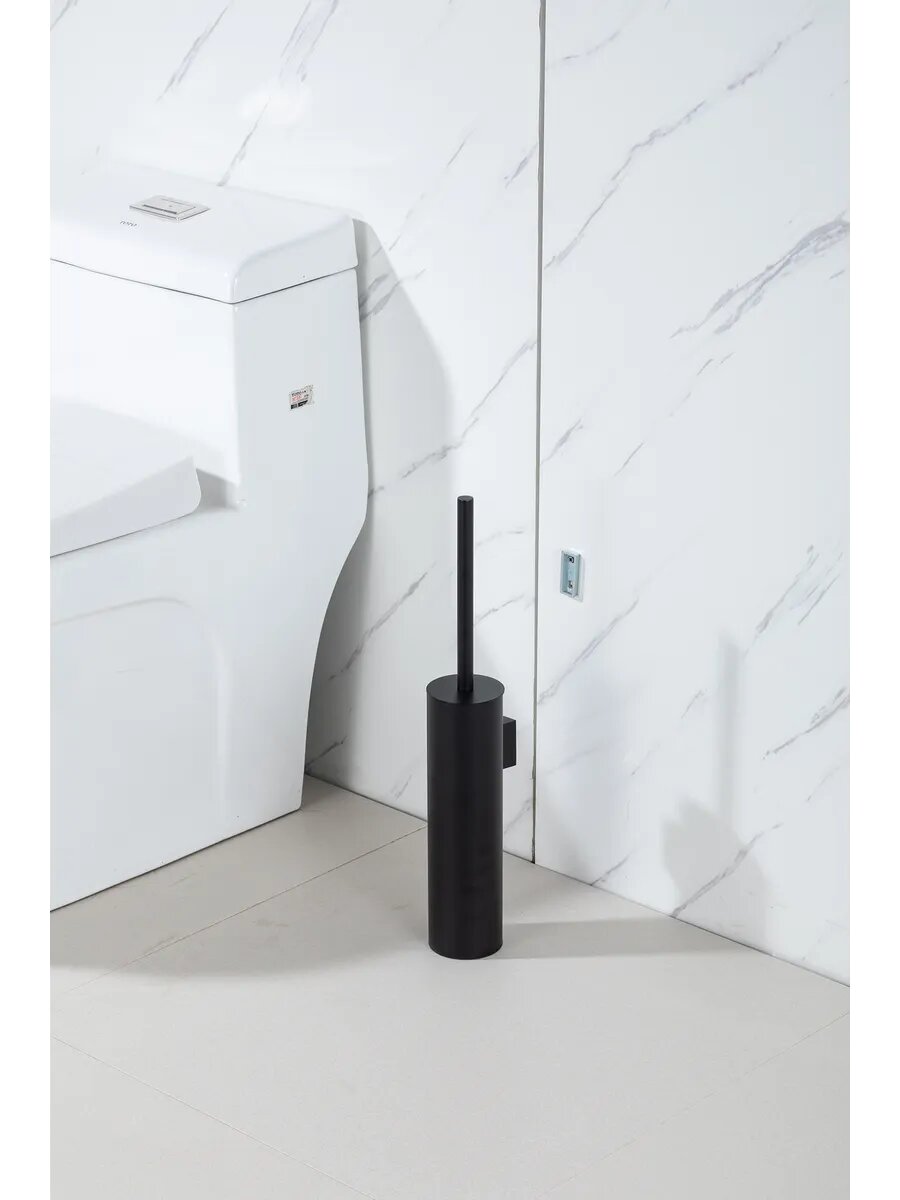 Ершик для унитаза Gappo G903-6 с крышкой, напольный, настенный, металл, чёрный