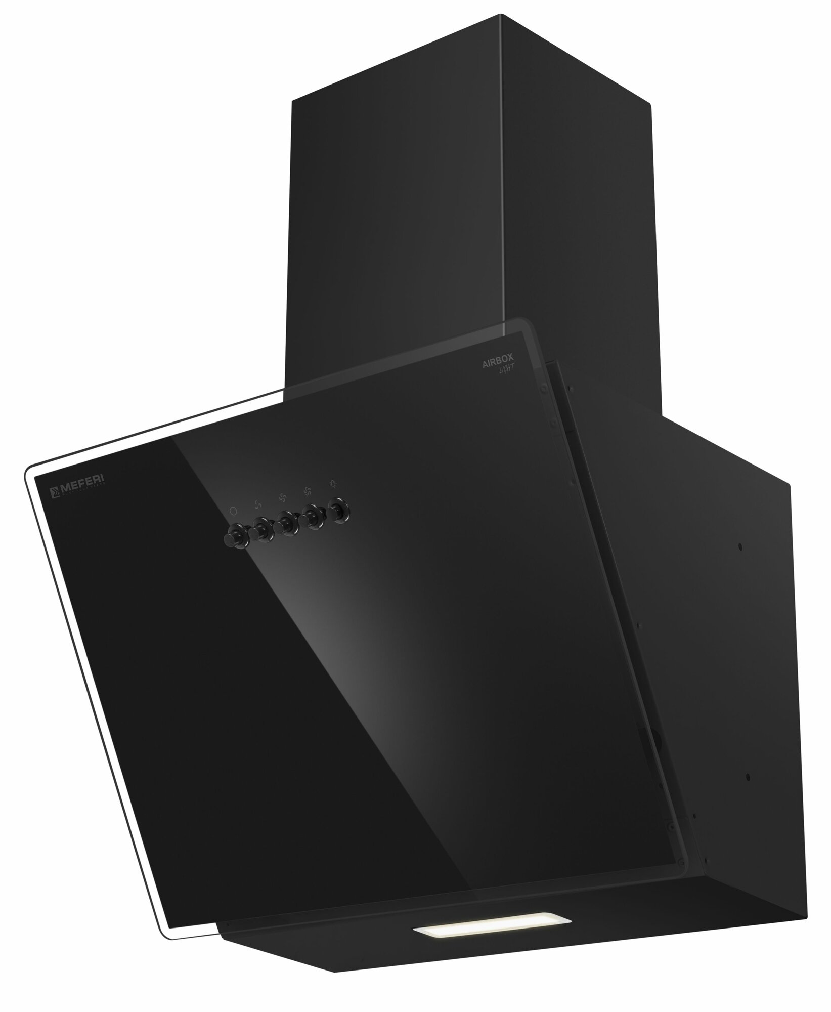 Вытяжка кухонная MEFERI AIRBOX45BK LIGHT на 45 см наклонная, черная, производительность 650 м3/ч, стекло