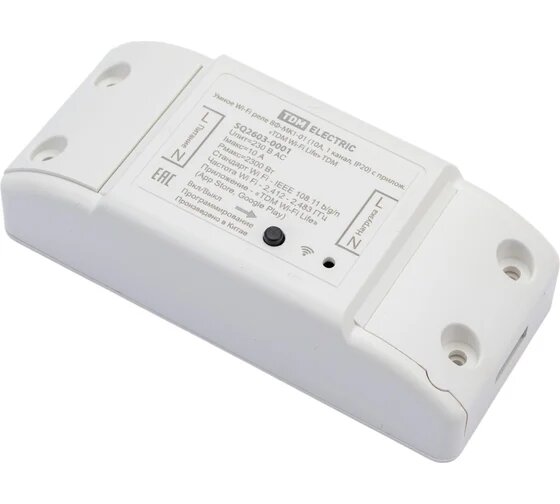 TDM Умное Wi-Fi реле ВФ-МК1-01 10А, 1 канал, IP20 с прилож. Wi-Fi Life SQ2603-0001