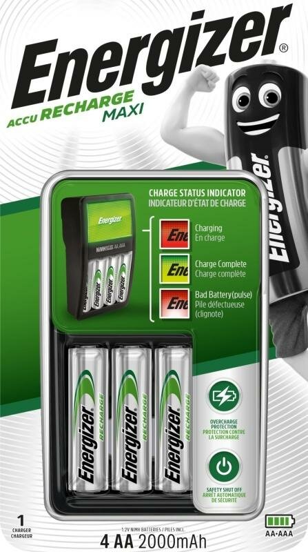 ЗУ для Ni-Mh/Ni-Cd аккумуляторов Energizer Accu Recharge Maxi 4xAA 2000mAh Ni-Mh BL1  1шт.