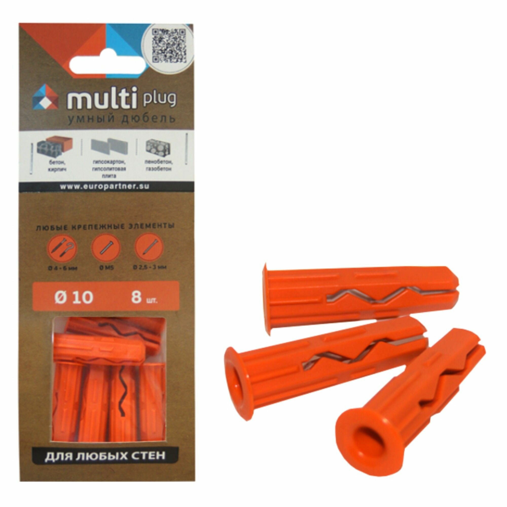 Изображение Дюбель универсальный MULTI plug 10х40мм 8шт