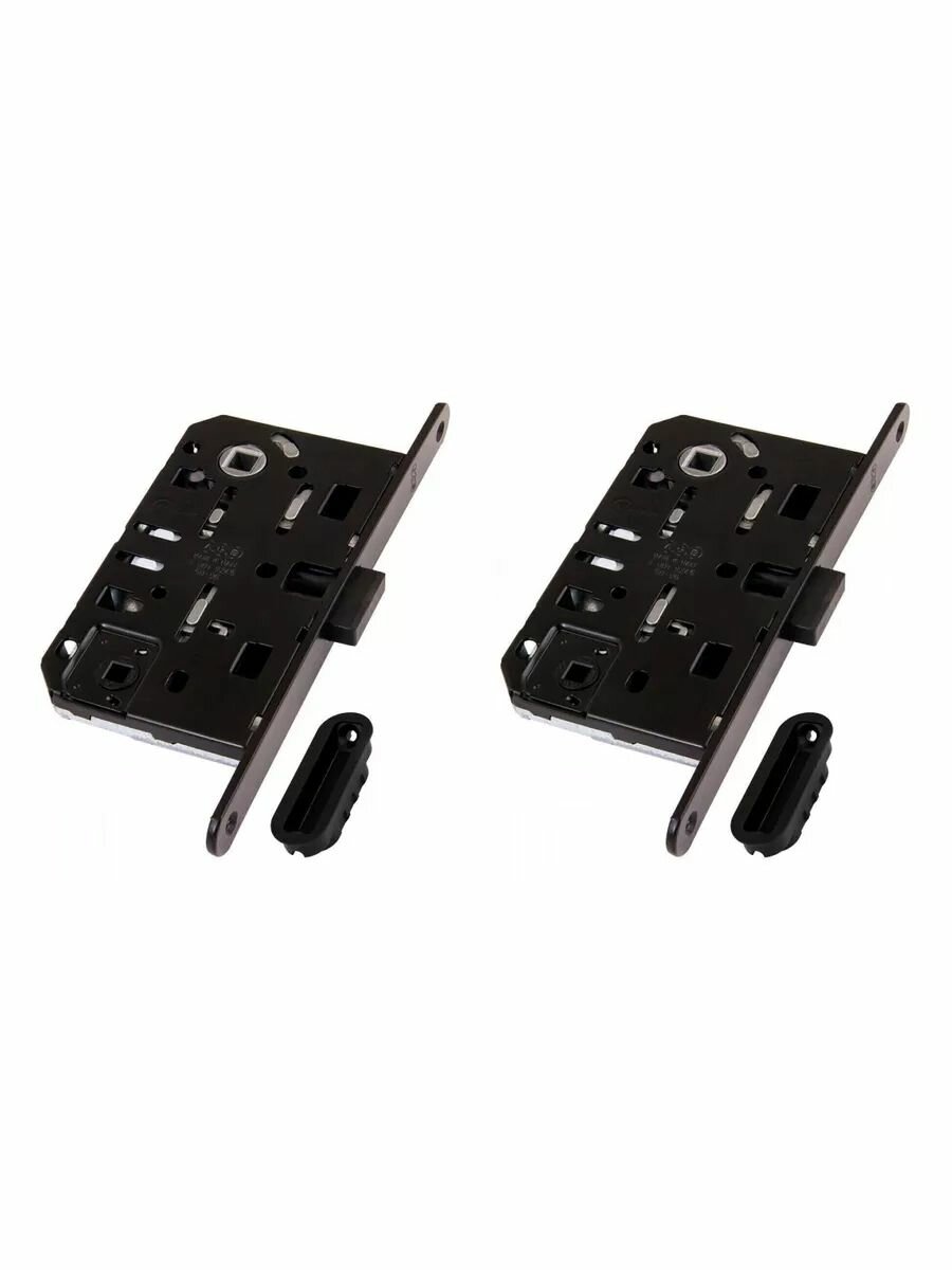 Замок межкомнатный магнитный бесшумный B06102.50.93.567 AGB MEDIANA POLARIS WC (чёрный) с ответной планкой B02402.05.93 (комплект 2 штуки)